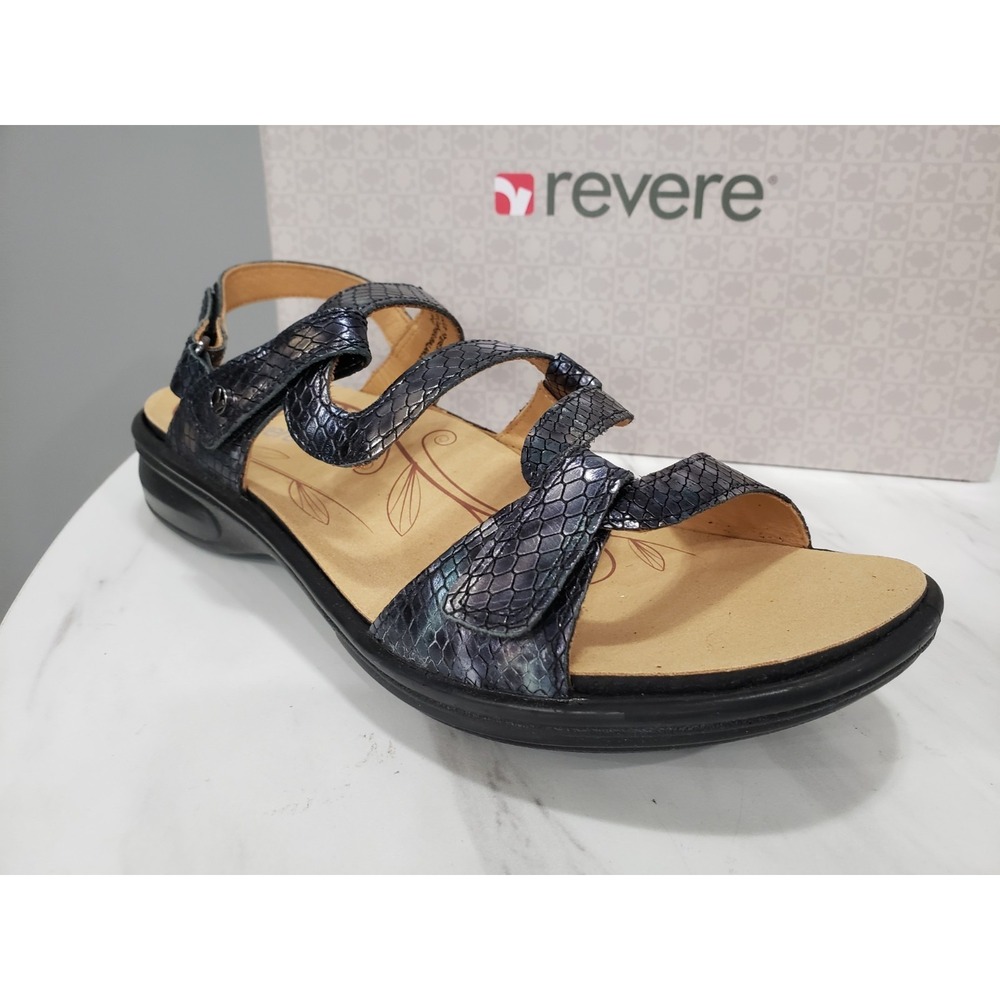 SZ 10 WIDE Miami Emerald‎ SLATE METALLIC Leather Comfort Sandals fisherman ankle